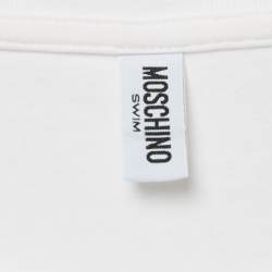 Moschino Swim White Printed Cotton Tie-Up Top XS