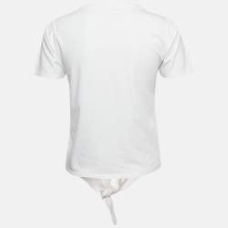 Moschino Swim White Printed Cotton Tie-Up Top XS