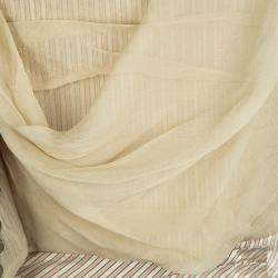 Pre Owned Moschino Striped Silk Chiffon Overlay Embellished Crop Top L