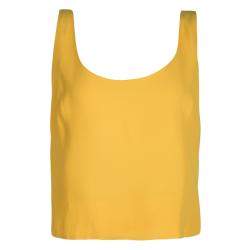 Pre Owned Moschino Couture Yellow Fitted Sleeveless Crop Top L
