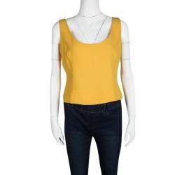 Pre Owned Moschino Couture Yellow Fitted Sleeveless Crop Top L