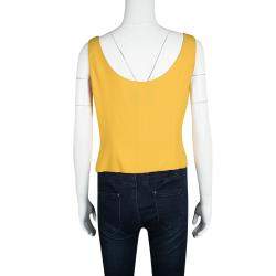 Pre Owned Moschino Couture Yellow Fitted Sleeveless Crop Top L
