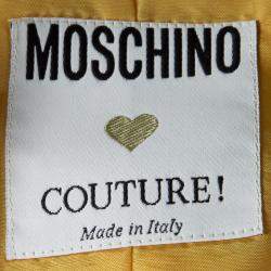 Pre Owned Moschino Couture Yellow Fitted Sleeveless Crop Top L