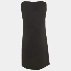 Pre Owned Moschino Cheap and Chic Black Corset Print Crepe Mini Shift Dress S