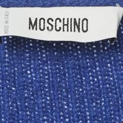 Pre Owned Moschino Blue Wool Knit Button Front Cardigan Dress M