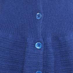 Pre Owned Moschino Blue Wool Knit Button Front Cardigan Dress M