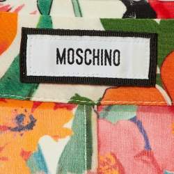 Pre Owned Moschino Multicolor Floral Print Silk Button Front Flared Dress M