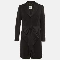 Pre Owned Moschino Black Wool Bow Detail Blazer Dress L