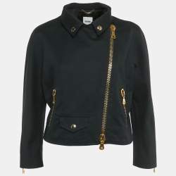 Pre Owned Moschino Black Cotton Biker Jacket L