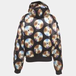 Pre Owned Moschino x H&M Black Disc Printed Cotton Knit Hooded Sweatshirt M