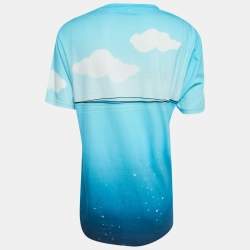 Pre Owned Moschino Swim Blue Gradient Teddy and Shark Print Jersey T-Shirt S