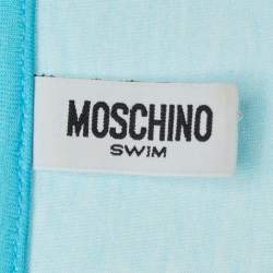 Pre Owned Moschino Swim Blue Gradient Teddy and Shark Print Jersey T-Shirt S