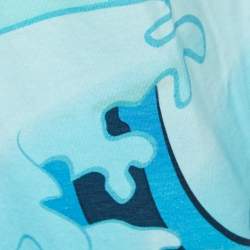 Pre Owned Moschino Swim Blue Gradient Teddy and Shark Print Jersey T-Shirt S