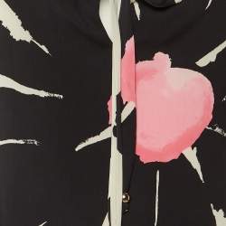 Pre Owned Moschino Cheap & Chic Black & Beige Floral Printed Silk Shift Dress S