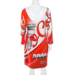 Pre Owned Moschino Couture Red Soda Can Printed Cotton Shift Dress L