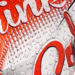 Pre Owned Moschino Couture Red Soda Can Printed Cotton Shift Dress L