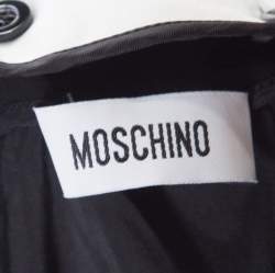 Moschino Monochrome Crepe Ruffled Trim Sleeveless Midi Dress M