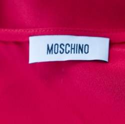 Pre Owned Moschino Red Silk Crepe Bow Detail Sleeveless Dress L