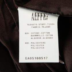 Pre Owned Moschino Brown Dobby Jacquard Cotton Blend Ruffled Trim Blazer M