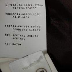 Pre Owned Moschino Brown Dobby Jacquard Cotton Blend Ruffled Trim Blazer M