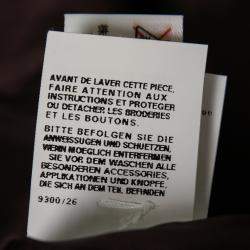 Pre Owned Moschino Brown Dobby Jacquard Cotton Blend Ruffled Trim Blazer M