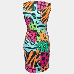Pre Owned Moschino Cheap and Chic Multicolor Animal Print Cotton Poplin Dress M