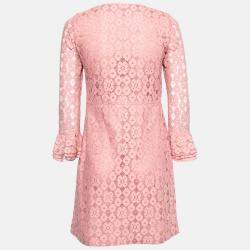 Moschino Cheap and Chic Pink Lace Frilled Sleeve Shift Dress S