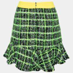 Moschino Cheap and Chic Textured Knit Multicolored Checkered Skirt M 