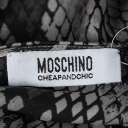 Pre Owned Moschino Cheap and Chic Grey Snakeskin Print Ruffle Detail Dress M