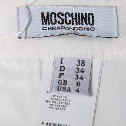 Pre Owned Moschino Cheap and Chic Cream Crepe Beaded Floral Pattern Skirt S