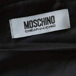 Moschino Cheap and Chic Black Leather Front Zip Corset Top S 