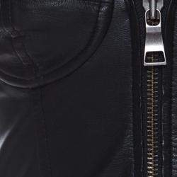 Moschino Cheap and Chic Black Leather Front Zip Corset Top S 