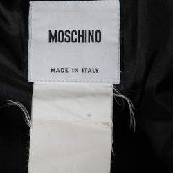 Pre Owned Moschino Black Linen Gold Button Detail Trench Coat M