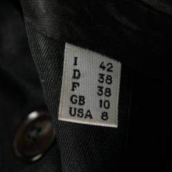 Pre Owned Moschino Black Linen Gold Button Detail Trench Coat M