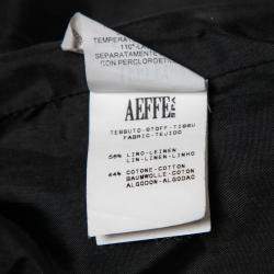 Pre Owned Moschino Black Linen Gold Button Detail Trench Coat M