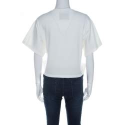 Pre Owned Moschino Couture White Bow Detail Short Sleeve Crop Top S