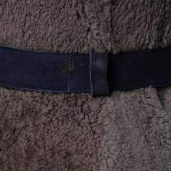 Pre Owned Moschino Cheap and Chic Gray Lamb Fur Leather Lined Belted Gilet S