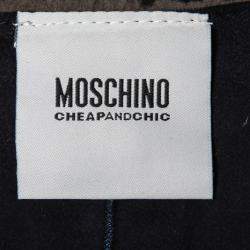 Pre Owned Moschino Cheap and Chic Gray Lamb Fur Leather Lined Belted Gilet S