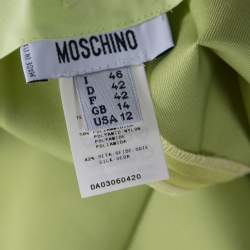 Moschino Bright Green Silk Blend Flat Front Straight Leg Trousers L 