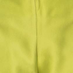 Moschino Bright Green Silk Blend Flat Front Straight Leg Trousers L 