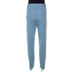 Moschino Blue Light Wash Front Button Detail Straight Cut Jeans L 