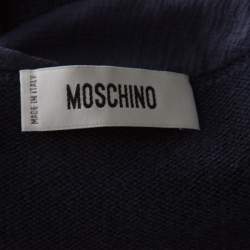 Pre Owned Moschino Blue Cashmere Blend Silk Chiffon Neck Scarf Detail Sweater S
