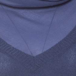 Pre Owned Moschino Blue Cashmere Blend Silk Chiffon Neck Scarf Detail Sweater S