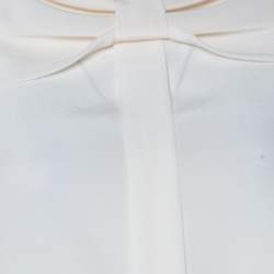 Moschino Cream Silk Crepe de Chine Bow Detail Short Sleeve Blouse L