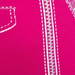 Pre Owned Moschino Couture Pink Wool Biker Optical illusion Mini Skirt M