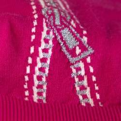 Pre Owned Moschino Couture Pink Wool Biker Optical illusion Mini Skirt M