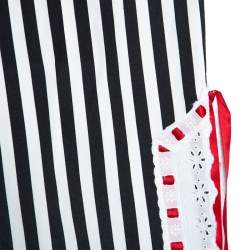Moschino Black & White Striped Cotton Lace Detail Ruffled Capri Pants M