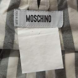 Moschino Black & White Striped Cotton Lace Detail Ruffled Capri Pants M