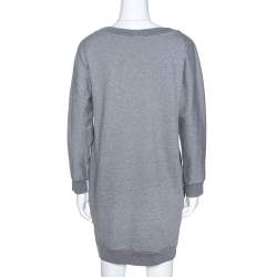 Pre Owned Moschino Boutique Grey Boutique Print Cotton Jumper Dress S