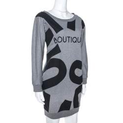 Pre Owned Moschino Boutique Grey Boutique Print Cotton Jumper Dress S